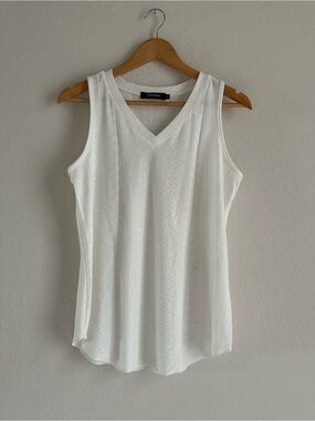 White V-Neck Eyelet Tank